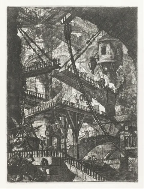 The Drawbridge (Carceri, plate VII) by Giovanni Battista Piranesi
